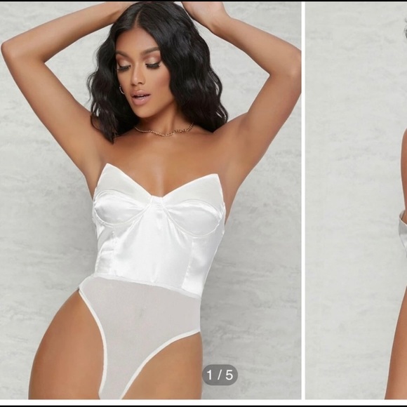 SHEIN Tops - SHEIN | Satin Bustier Bodysuit